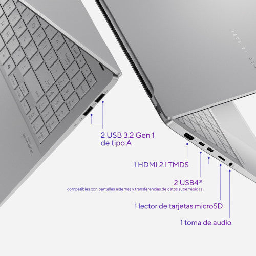 ASUS Vivobook S 15 OLED S5507QA-MA006W Copilot+ PC - Ordenador Portátil 15.6" Wide Quad HD+ 120Hz (Qualcomm Snapdragon X1E78100, 16GB RAM, 1TB SSD, Adreno GPU, Windows 11 Home) Plata FrÃa - Teclado QWERTY español_3