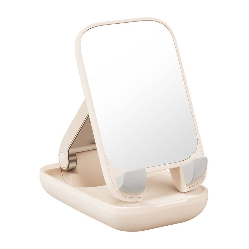 Adjustable phone stand with mirror Baseus Seashell Series - beige_3