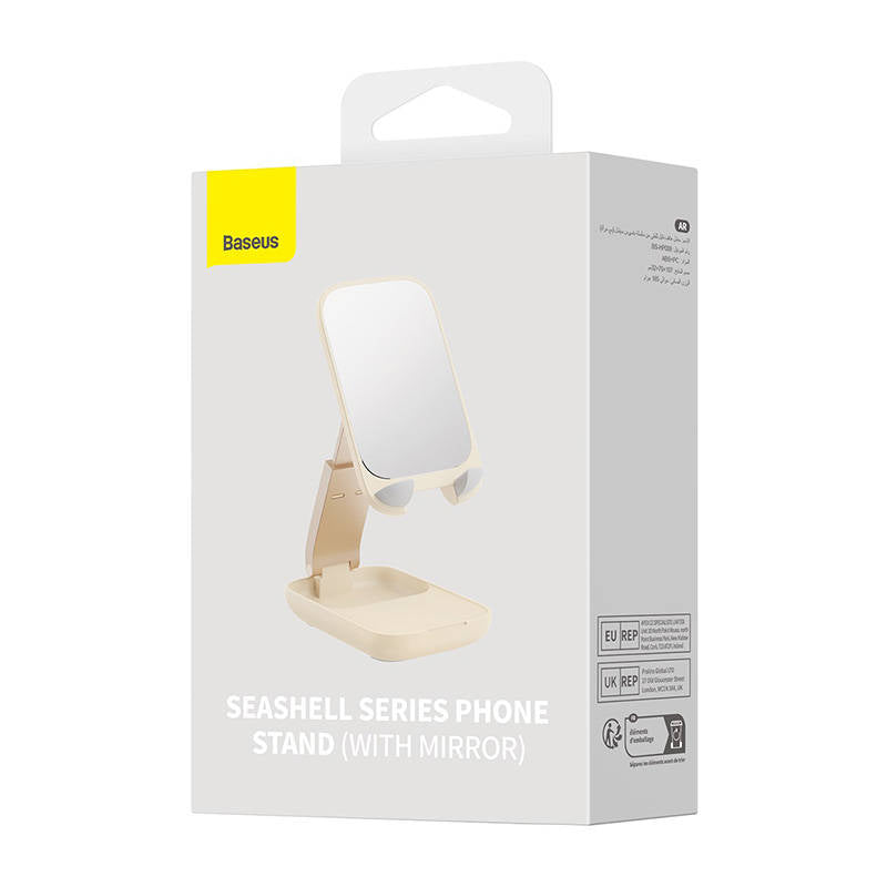 Adjustable phone stand with mirror Baseus Seashell Series - beige_13