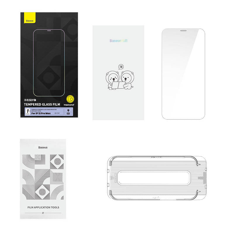 Baseus Full Screen Tempered Glass for iPhone 12 Pro Max with Speaker Cover 0.4mm + Mounting Kit_13