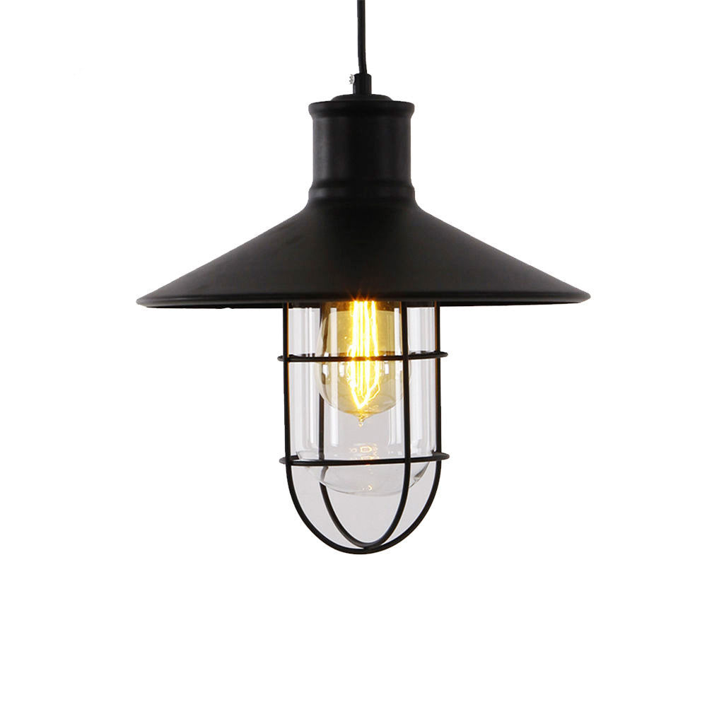 Candeeiro de teto metálico vintage e27 60w cor preto ø27x28cm edm_0