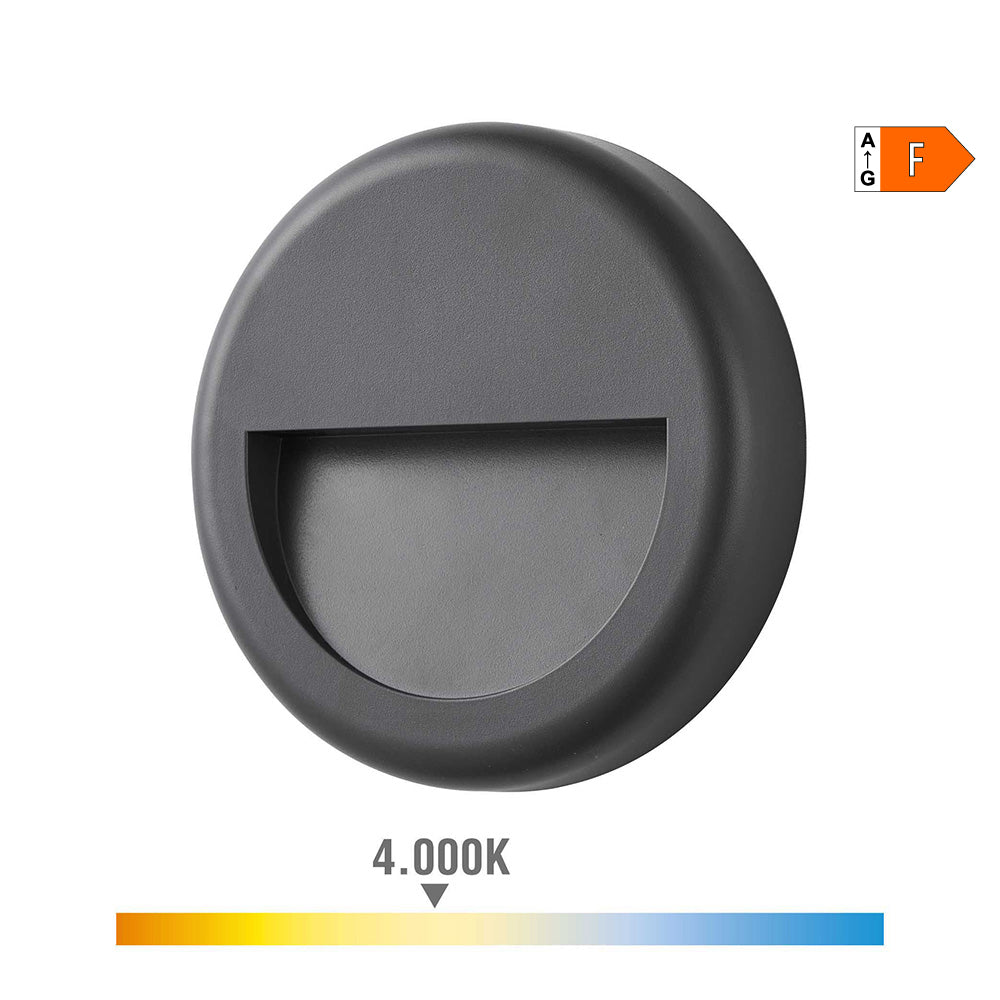 Candeeiro de parede led 6w 570lm 4000k luz dia ip65 ø14x2,8cm redondo edm_0
