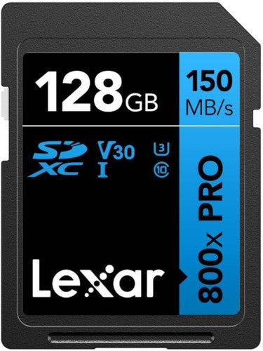 LEXAR 128GB PROFESSIONAL 800X PRO SDXC UHS-I CARDS, UP TO 150MB/S READ 45MB/S WRITE C10 V30 U3_3