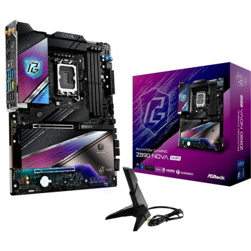 PLACA ASROCK Z890 NOVA WIFI,INTEL,1851,Z890,4DDR5,256GB,1HDMI+2THUNDERBOLT,4SATA3+4M.2,1X5 +1X2.5 GBLAN,WIFI7+BT5.4,12USB3.2+1USB TYPE-C,ATX_1
