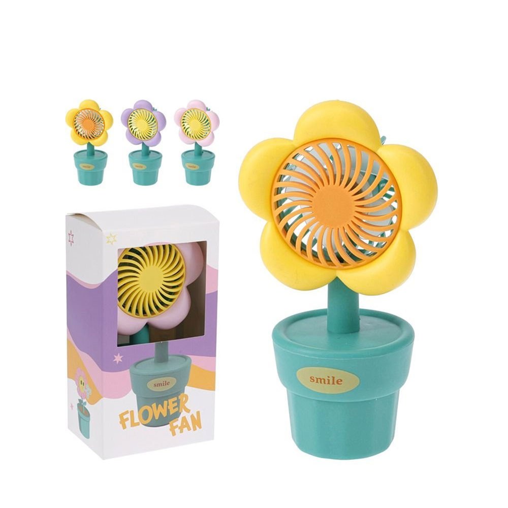 Ventilador de mesa, recarregável, 3 w, em forma de flor, cores sortidas, 8 x 6 x 15,5 cm_0