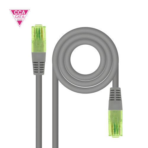 Nanocable Cable de Red Latiguillo RJ45 CAT.6 UTP AWG26 CCA, Gris, 25 cm_0