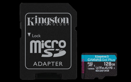 Kingston Technology Tarjeta microSDXC Canvas Go Plus Gen4 de 128 GB, 200 MB/s, A2 U3 V30 y adaptador_1