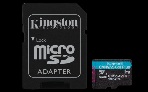 Kingston Technology Tarjeta microSDXC Canvas Go Plus Gen4 de 1 TB, 200 MB/s, A2 U3 V30 y adaptador_1