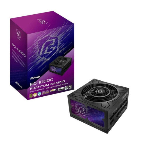 FUENTE ALIMENTACION ASROCK PG-1000G,PSU,1000W,80 PLUS GOLD/A,135MM,MODULAR,PCI-E 5.1 (12+4pin)x1,PCI-E (6+2 pin)x3,SATA (5 pin)x9_0