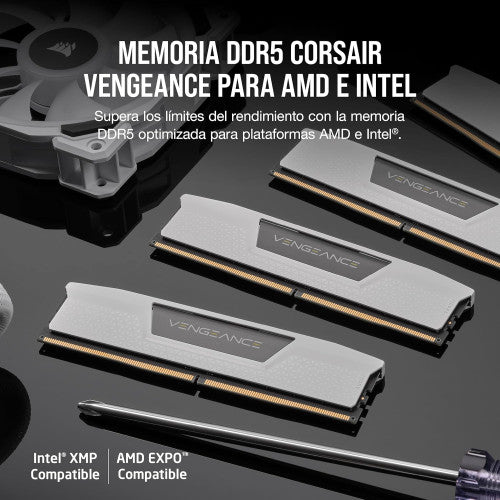 MEMORIA CORSAIR DDR5 32GB 2X16GB PC6400 VENGEANCE BLANCA CMK32GX5M2B6400Z32W_1