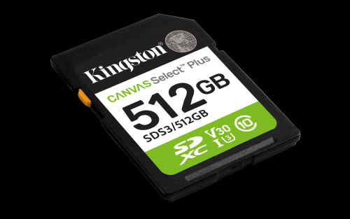 Kingston Technology 512 GB SDXC Canvas Select Plus Gen3 150 MB/s C10 UHS-I U3 V30_1