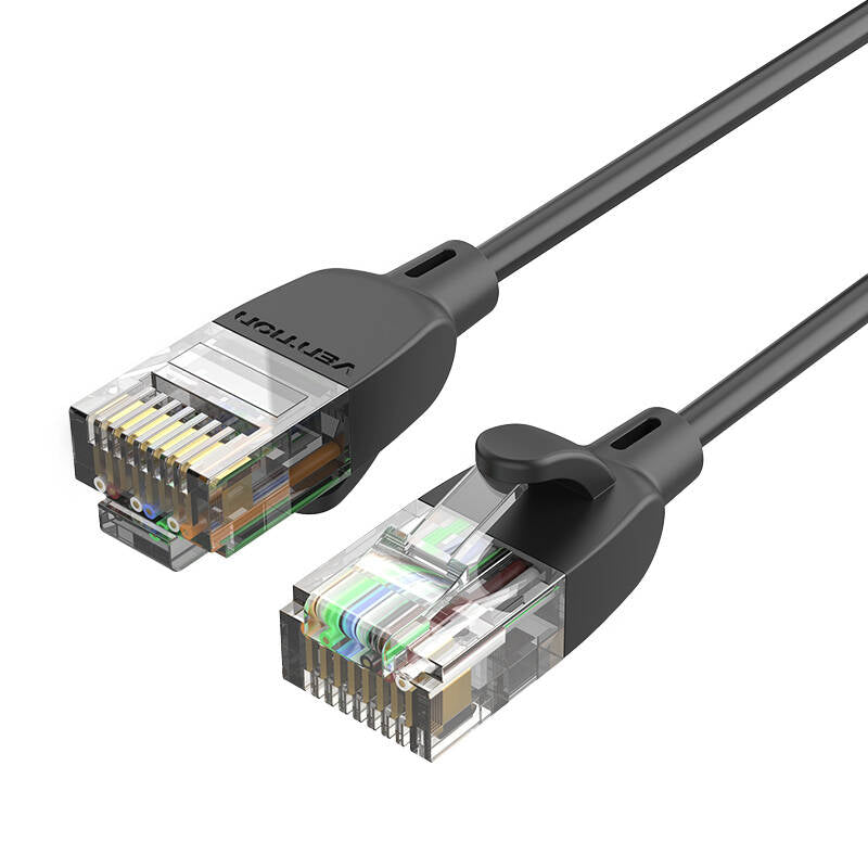 Network Cable UTP CAT6A Vention IBIBI RJ45 Ethernet 10Gbps 3m Black Slim Type_1