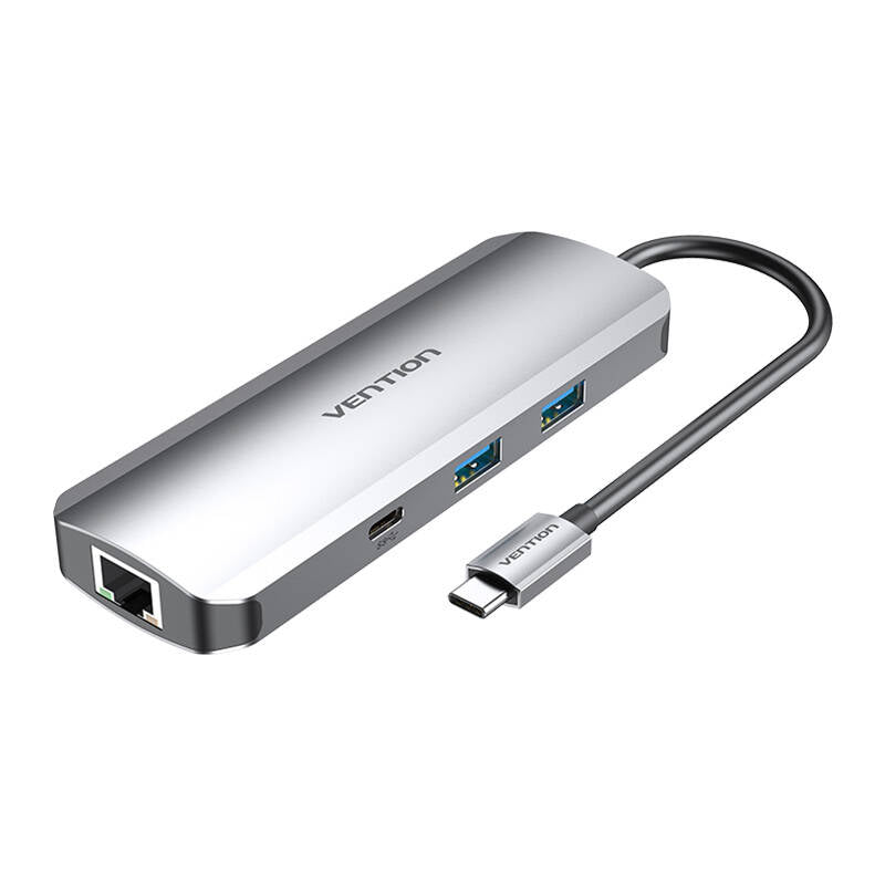 Docking USB Tipo-C Vention TOMHB/ 1xHDMI/ 2xUSB/ 1xUSB Tipo-C/ 1xUSB Tipo-C PD/ 1xRJ45/ 1xLector Tarjetas SD y MicroSD/ Jack 3.5/ Gris_1