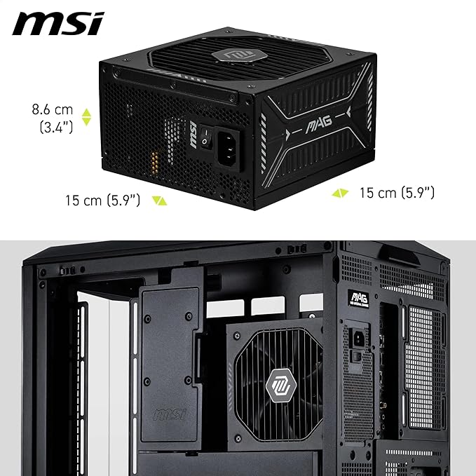 FUENTE ALIMENTACION MSI MAG A1000GLS PCIE5,PSU,1000W,80 PLUS GOLD,MODULAR,135MM,ACTIVE PFC,PCI-E 5.0 (16 PIN)X1,PCI-E (6+2 PIN)X4,SATA (15 PIN)X11_2
