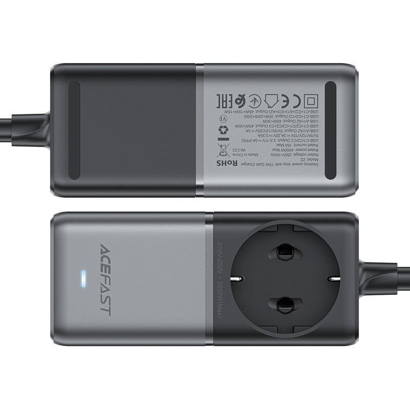 Acefast Z2 GaN 75W PD desktop charger 3x USB-C 2x USB-A - black and gray_4