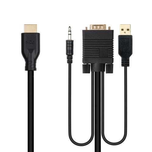 Cable Conversor Nanocable 10.15.4612/ HDMI Macho - VGA Macho/ Jack 3.5 Macho/ USB Macho/ 1.8m/ Negro_2