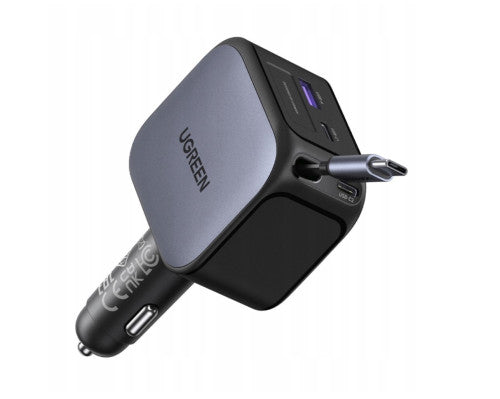 UGREEN 145W 3C1A FAST CAR CHARGER WITH RETRACTABLE USB-C CABLE_0