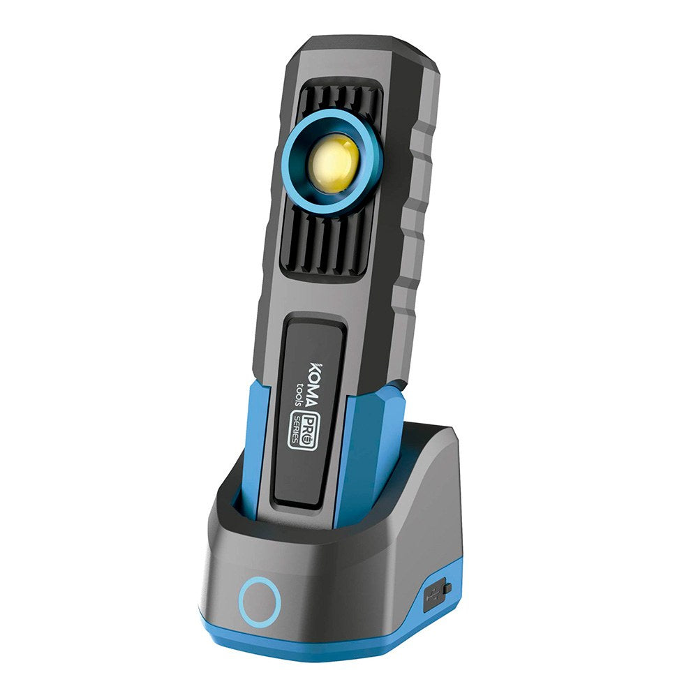Lanterna led profissional de trabalho lp-5 recarregável 5w 600 lm 4000 mah + base de carga, 53,5 x 36 x 186 mm_0