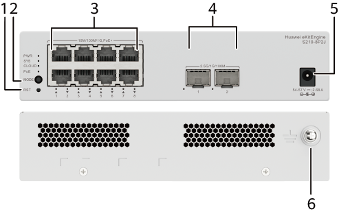 HUAWEI S210-8P2J (8*10/100/1000BASE-T PORTS (128W POE+), 2*2.5GE SFP PORTS, WITH 1*220 V AC POWER ADAPTER, FANLESS)_0