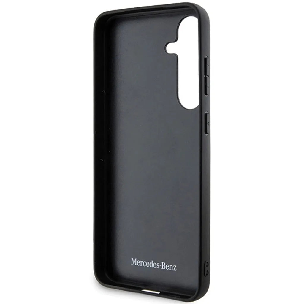 Capa em Pele Mercedes com Costura Curvada para Samsung Galaxy S24+ / Preta