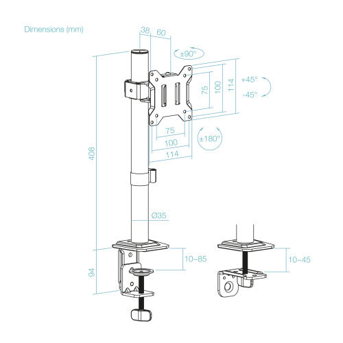 Soporte de Mesa para Monitor TooQ DB1130TN-B/ Giratorio/ Inclinable/ hasta 10kg_4