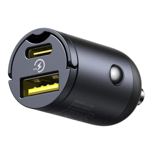 Carregador de Carro Baseus Tiny Star / 30W 3A / 1 x USB-A - 1 x USB-C / Preto / C00035001121-02_1