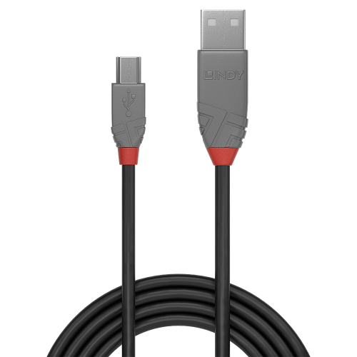 Lindy 36723 cable USB USB 2.0 2 m USB A Mini-USB B Negro, Gris_2
