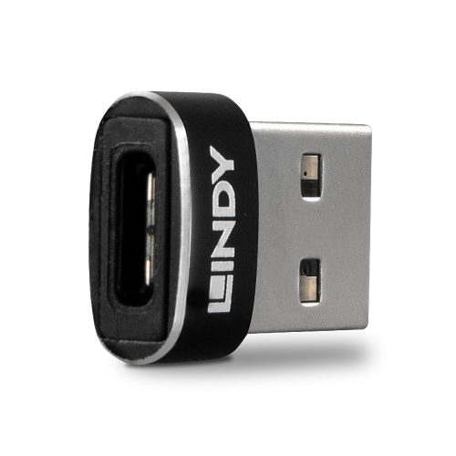 Lindy 41884 cambiador de género para cable USB Type-A USB Type-C Negro_1