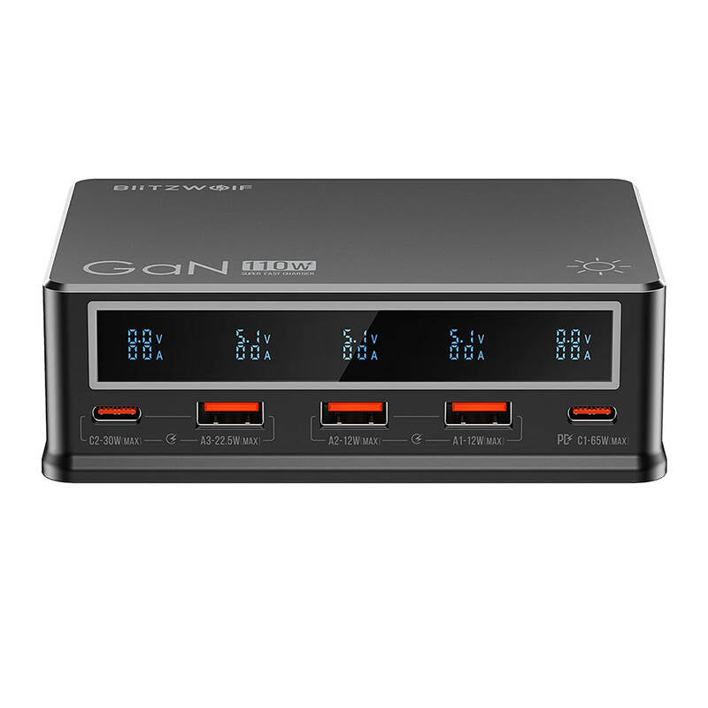 Desktop Charger Blitzwolf BW-i9 110W PD 3xUSB-A, 2xUSB-C (black)_1