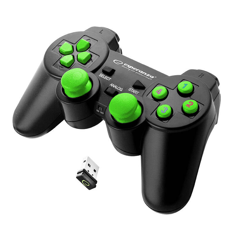ESPERANZA WIRELESS GAMEPAD 2.4GHZ PS3/PC USB GLADIATOR BLACK/GREEN_1