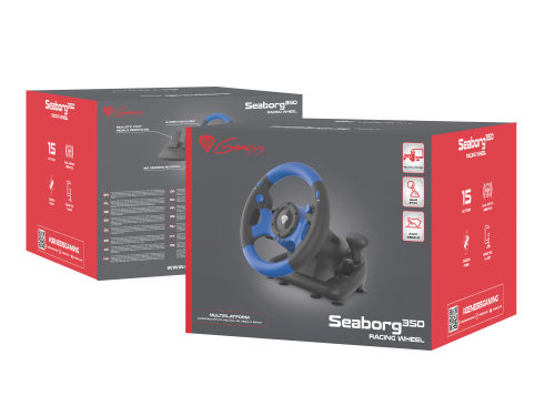 Volante GENESIS Seaborg 350 / Preto e Azul / USB / Nintendo Switch, PC, PS4, PS3, Xbox 360, Xbox One, Xbox Series S, X_7