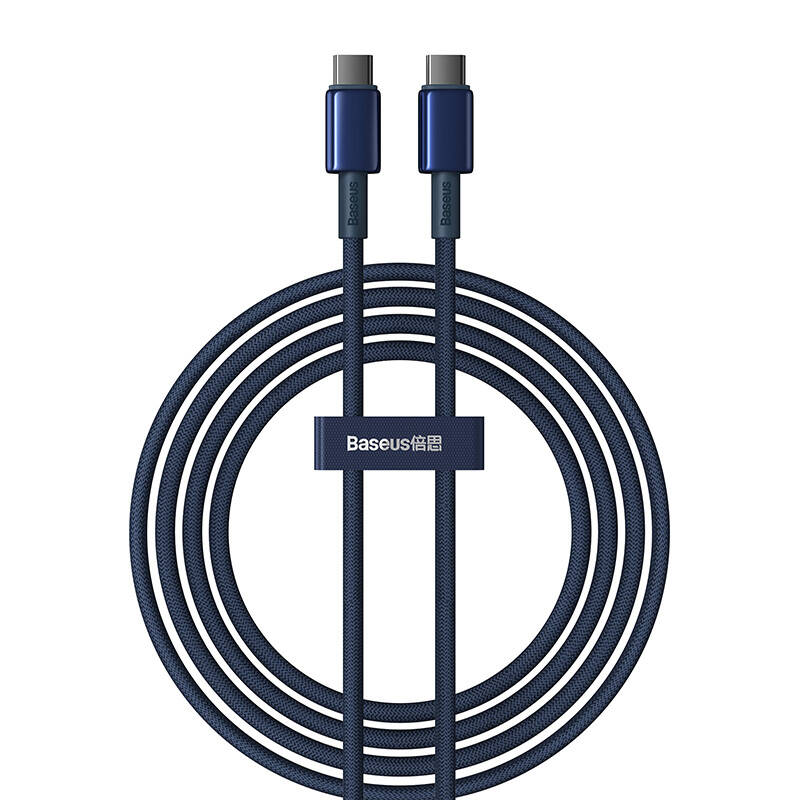 Cable USB-C do USB-C Baseus Tungsten Gold, 100W, 2m (niebieski)_0
