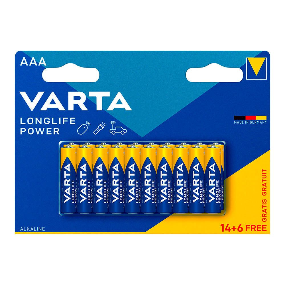 Pilha varta longlife power aaa - lr03 (blÃster 14+6 unid.) ø10,5x44,5mm_0