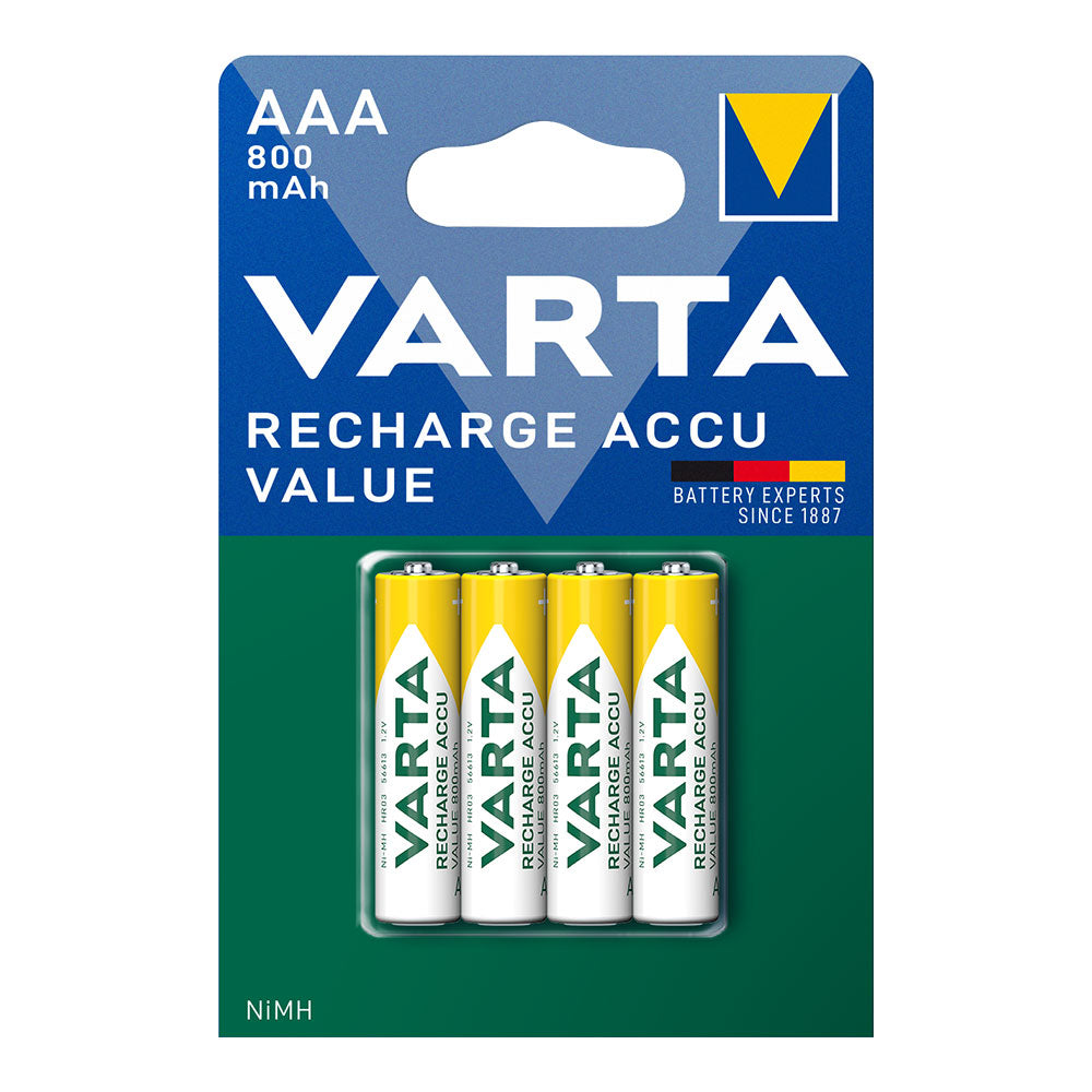 Pilha varta recarregável accu aaa - lr03 800ma (blÃster 4 unid.) ø10,5x44,5mm_0