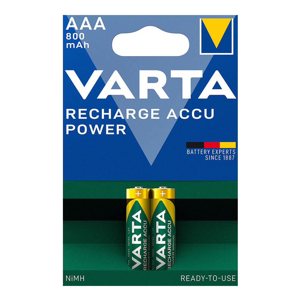 Bateria Recarregável VARTA 1x2 AAA NiMH 800 mAH Ready2Use / Baterias em Cores Variadas_0