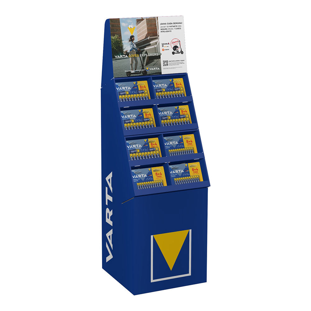 Expositor promocional longlife power 8 4, 89 packs (50 packs aa 39 packs aaa) varta_0