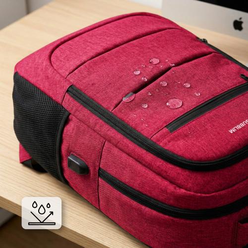 Mochila Subblim City Plus 26L Backpack para Portátiles hasta 15.6"/ Puerto USB/ Repelente al agua/ Reflectante/ Cinta para Trolley/ Roja_5