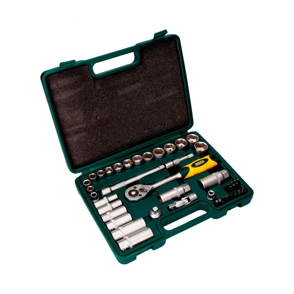 Jogo 40 pcs. de soquetes e acessorios de 3/8" cromo vanadio ek502 mota_0