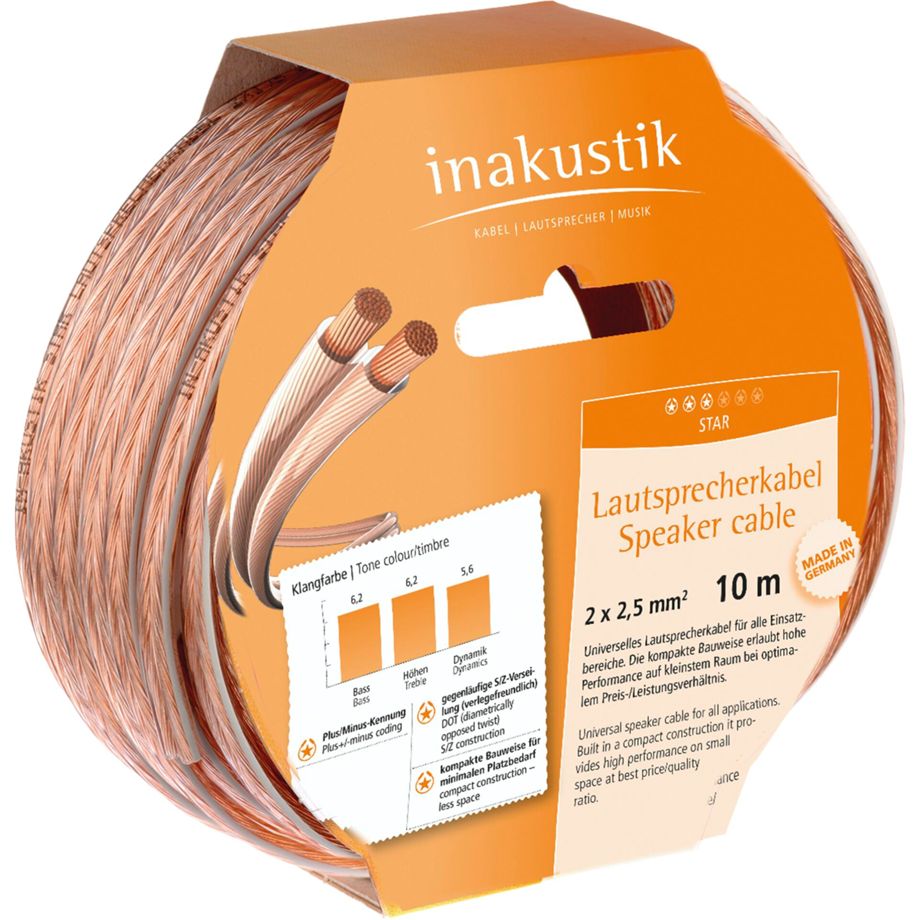 Cabo de Audio Inakustik 10m Star Speaker Cable 2x2.5mm