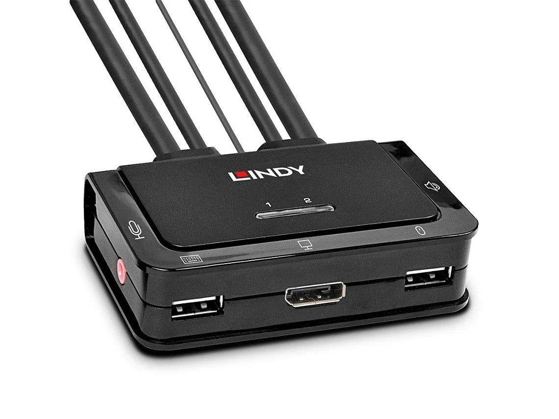 Switch KVM DisplayPort 1.2 de 2 portas, USB 2.0 e cabo de áudio