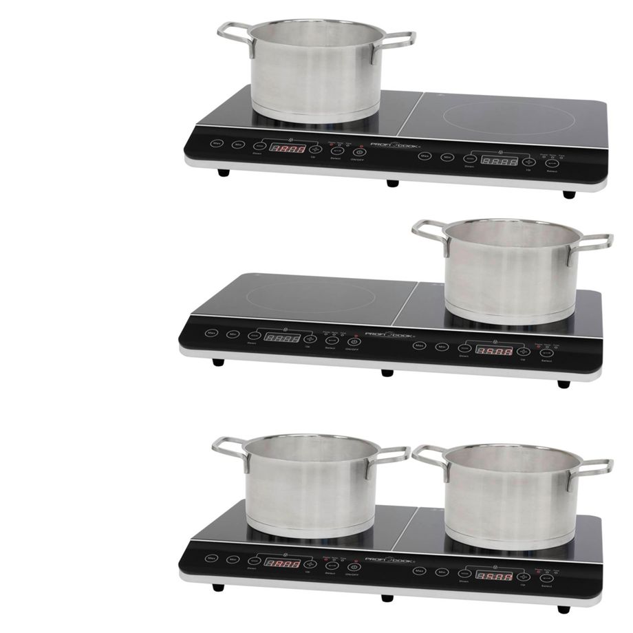 Placa de Indução Proficook DKI 1067 dupla portátil c/ 10 níveis de temperatura 3500 W Preta