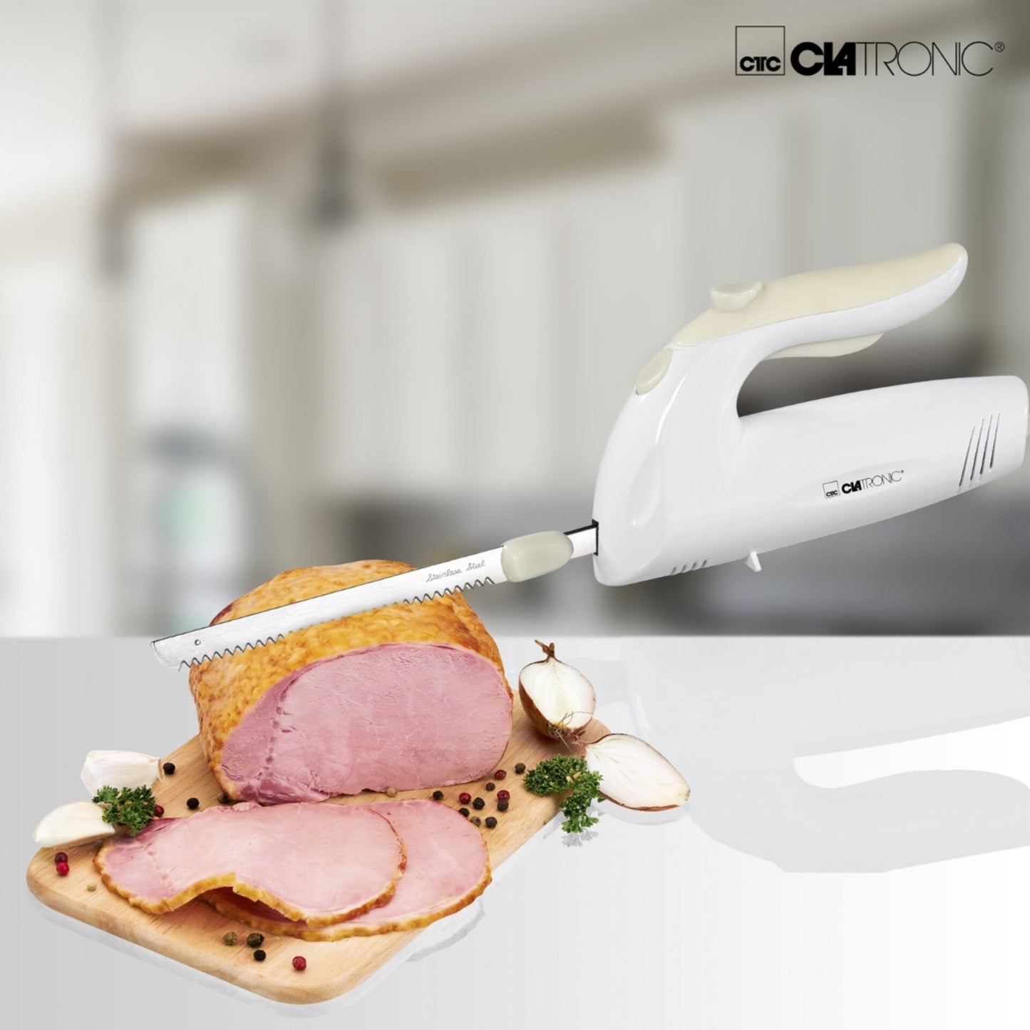 Faca eléctrica dentada CLATRONIC EM 3062 / Branca