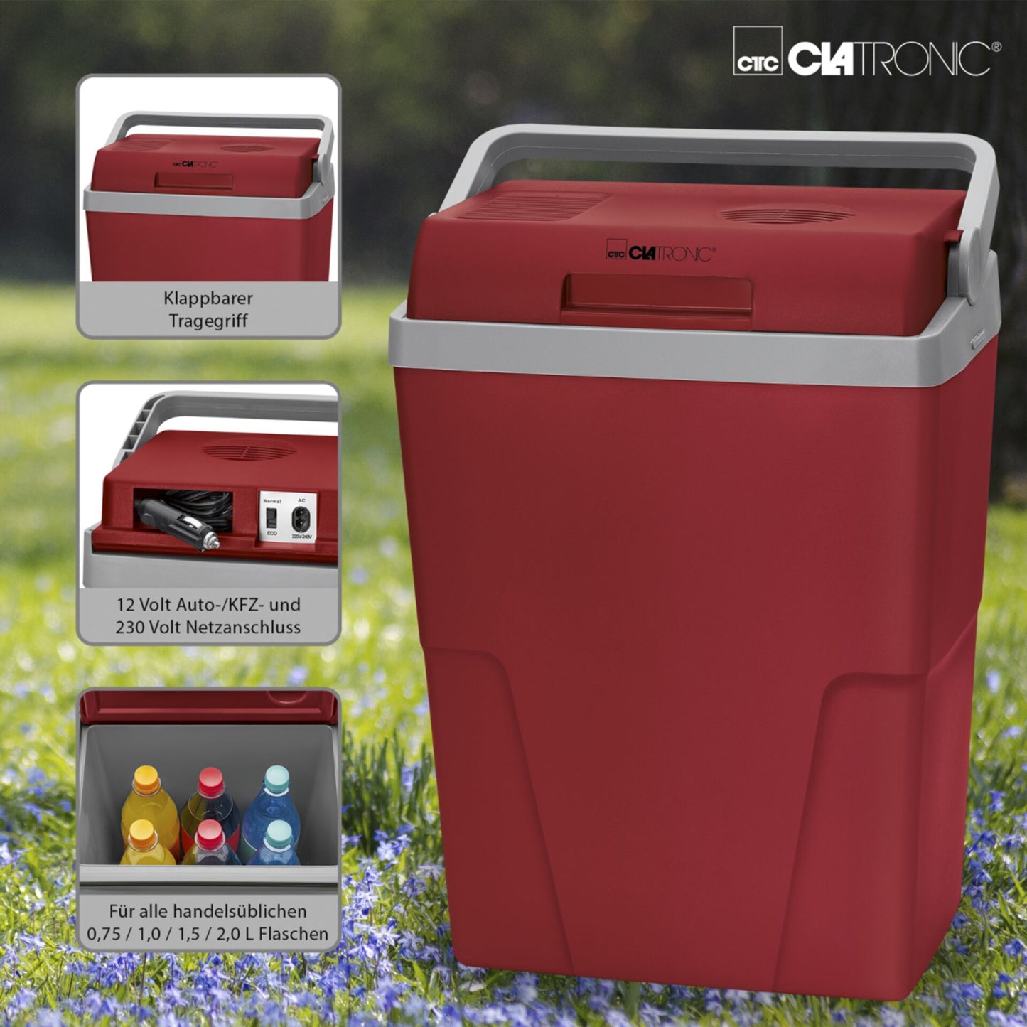 Geleira Eléctrica 25L 12V/230V 45W KB 3713 Clatronic Vermelha