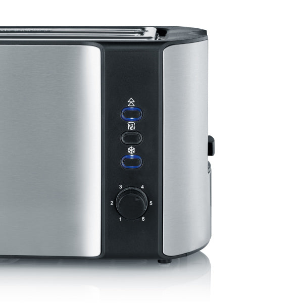 Torradeira Severin AT 2590 Long Slot de 1400 W com 2 Fendas Longas em Inox