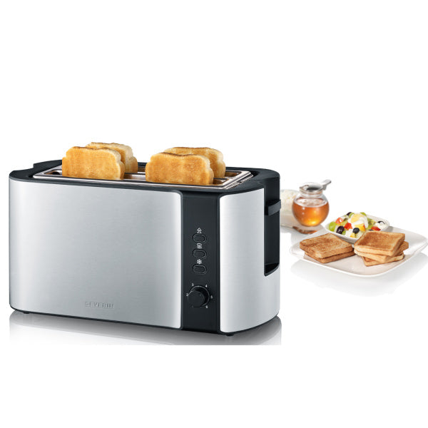 Torradeira Severin AT 2590 Long Slot de 1400 W com 2 Fendas Longas em Inox