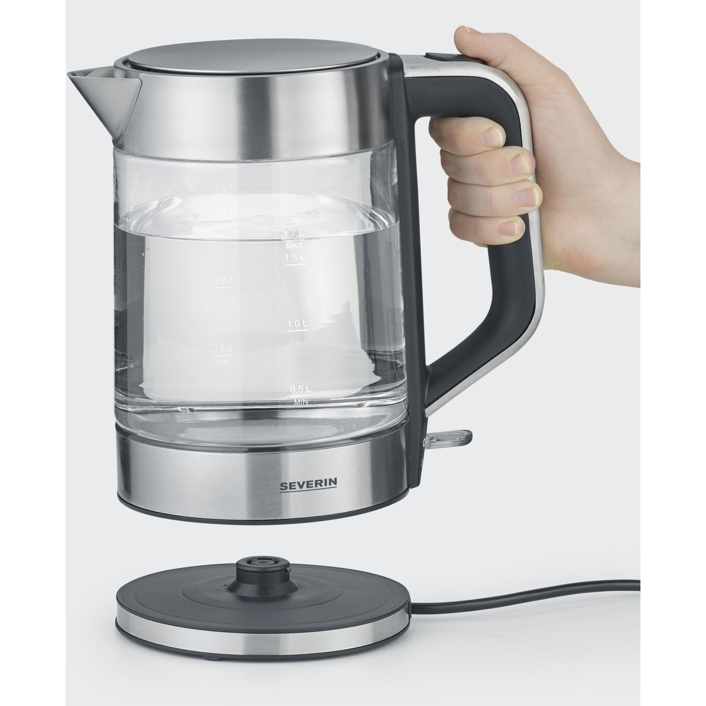 Chaleira Elétrica Severin WK3420 de 2200W e Capacidade de 1.7L em Vidro