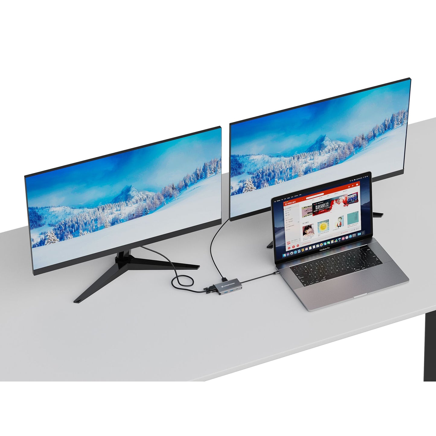 Hub Dock USB-C Conceptronic HDMI / VGA / USBx3 / RJ45 / 100W PD