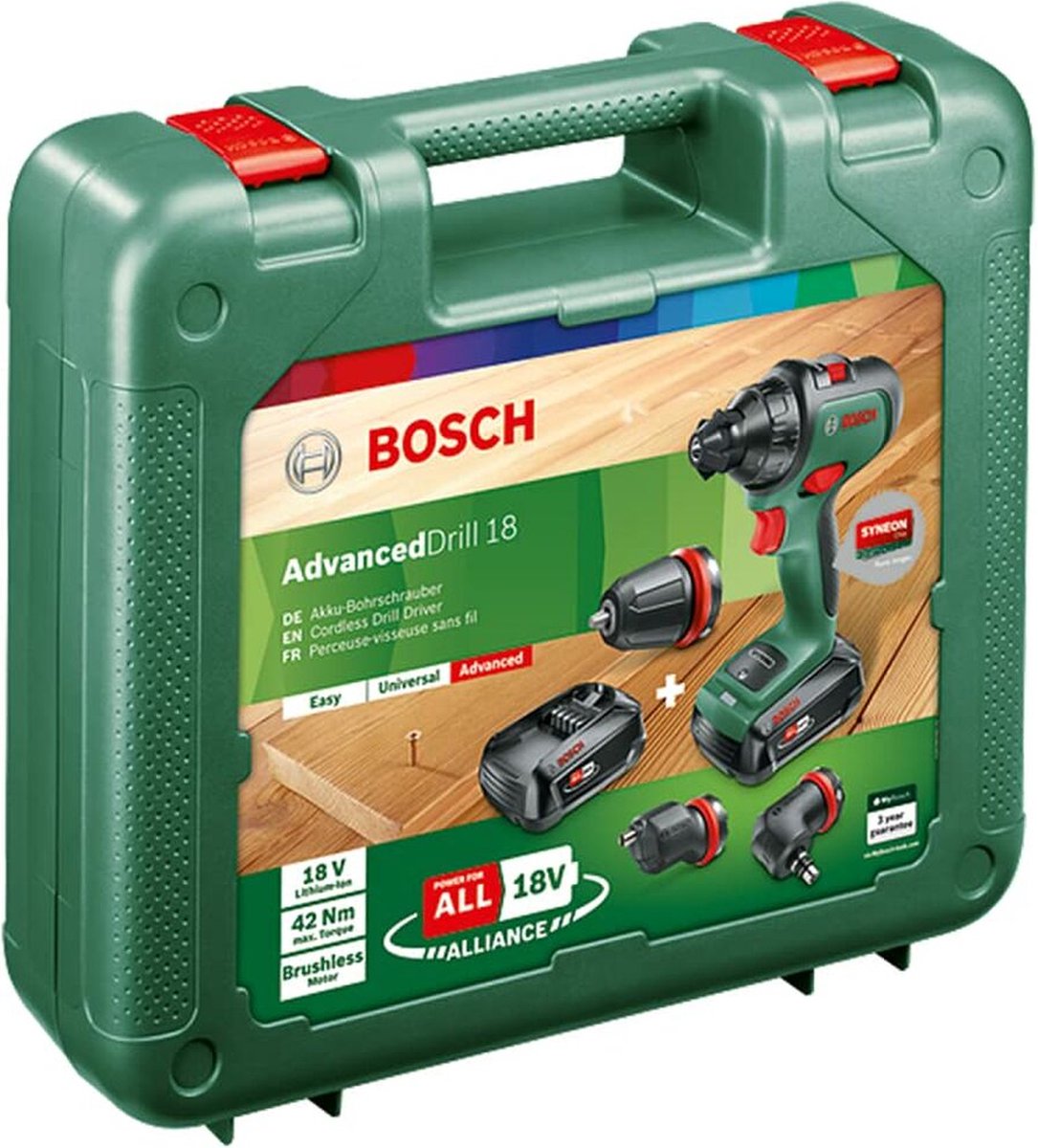 Bosch Chave de Parafusar Sem Fios AdvancedDrill 18 Verde / 2 Baterias