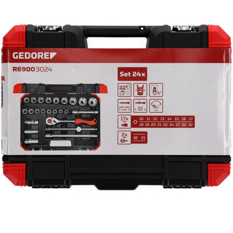 Conjunto de Chaves de Soquete 1/2″ 10 GEDORE R69003024 32 mm, 24 peças