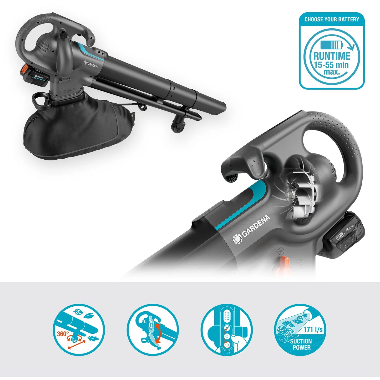 Gardena Soprador de Folhas PowerJet Collect 18V P4A solo